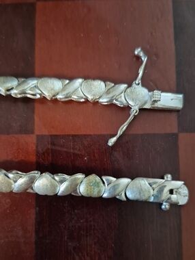 FAS(For Art's Sake) 925 Silver Vintage Italian Made Puffy Heart Bracelet